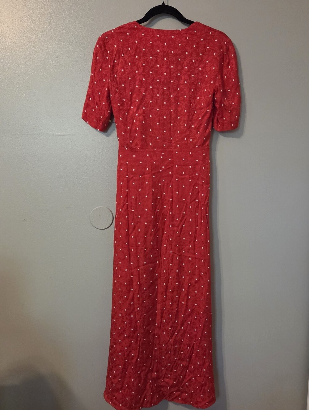 Maje Womens Red Rinoui Tie-Front Polka Dot Midi Dress Sz 36 NWT Romantic - Picture 5 of 9
